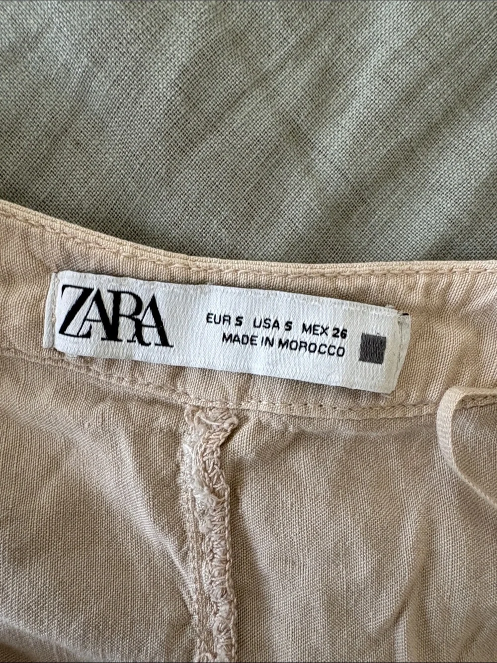 Zara Beige V-Neck Button Front Linen Tunic